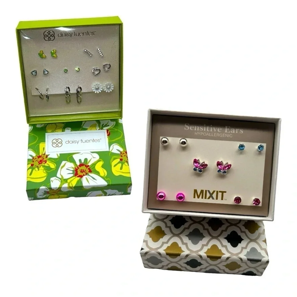 2 NEW Box Sets of Earrings - Daisy Fuentes and MixIt Sensitive Ears - Picture 1 of 14